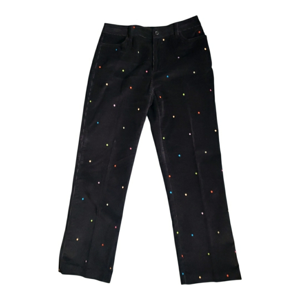 Vtg Polkadot Rainbow Stretch Y2K Corduroy Jean Pants Retro Whimsical 6P Straight